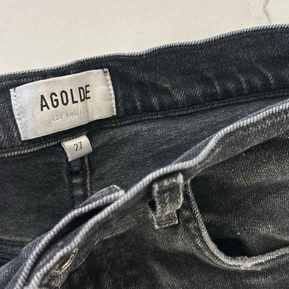 AGOLDE Black Distressed Pinch Waist Skinny High Rise Stretch Jeans size 27 - Picture 6 of 12